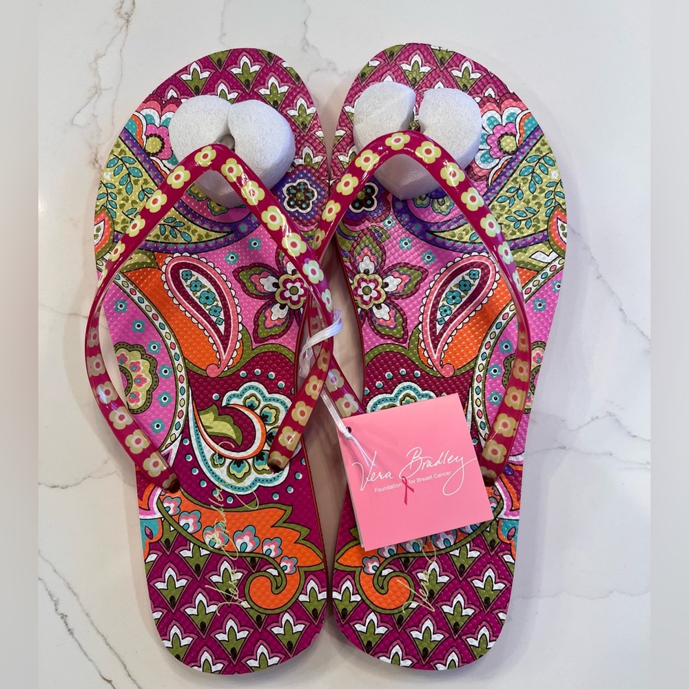 Vera Bradley Pink Swirls flip flops NWT